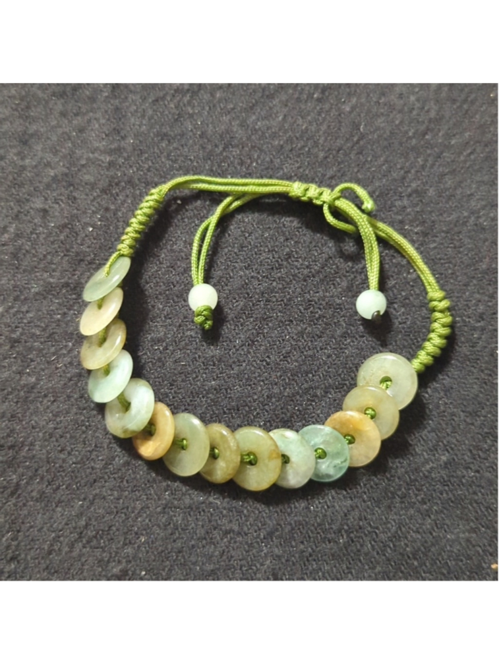 Green Aventurine Gemstone Overlapping Disc Slide Knot Style Statement Bracelet
